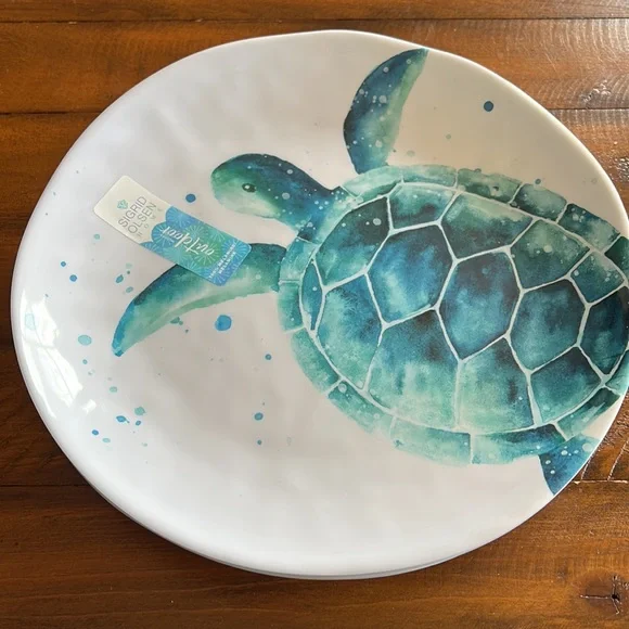 Sigrid Olsen Melamine Sea Turtle 11” Dinner Plates Set of Four NWT - Picture 2 of 6